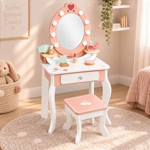 Penteadeira Encantada Madeira Rosa Infantil Tooky Toy