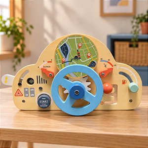 Painel de Atividades Motorista Mirim Volante Madeira Brinquedo Tooky Toy