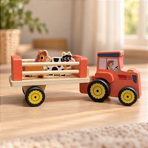 Trator Fazendinha Madeira Brinquedo Tooky Toy