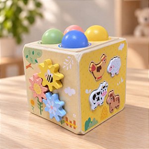 Cubo Educativo de Atividades Fazenda Divertida Madeira Tooky Toy