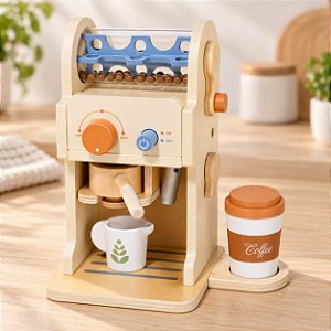 Máquina de Café Cafeteira Brinquedo Madeira Pequeno Barista Tooky Toy