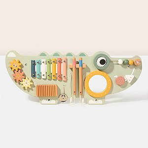 Crocodilo de Parede Brinquedo Atividades Musical Madeira Tooky Toy