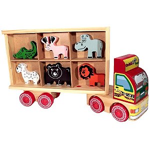 Caminhão ZooTrans de Madeira - Brinquedo Educativo Carimbras