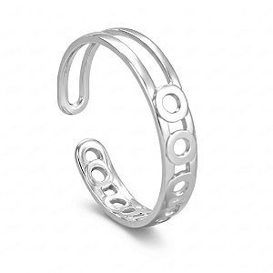 Anel Ajustável de Aço Inoxidável Prata Elo