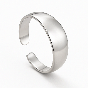 Anel Ajustável de Aço Inoxidável Prata Plano