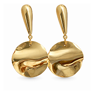 Brinco Pendente Orgânico Ondulado - Banho Ouro 18k