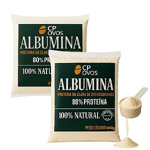 Albumina Pura 1kg - Ganho Massa Muscular e Recuperação - Proteína Integral 80% CP Ovos (2x500g)