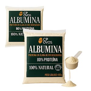 Albumina Pura 800g - Ganho Massa Muscular e Recuperação - Proteína Integral 80% CP Ovos (2x400g)