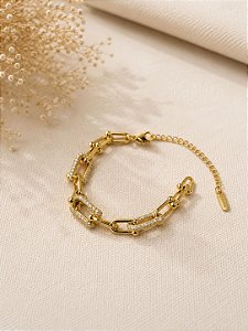 Pulseira Dourada Corrente Elos Largos