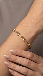 Pulseira Dourada Corrente Elos Largos