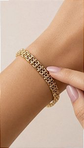 Pulseira Elo Luxo com Zircônias Cravejadas