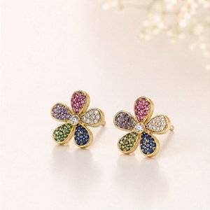 Brinco Flor Rainbow