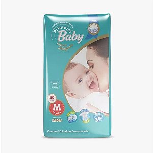 Fralda Infantil Primeiro Baby Tubos Mágicos M com 50 unidades