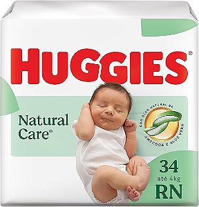 Fralda Infantil Huggies Natural Care RN com 34 unidades