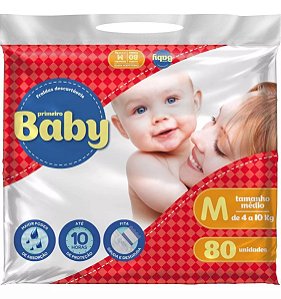 Fralda Infantil Primeiro Baby M com 80 unidades