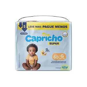 Fralda Infantil Capricho Super G com 60 unidades
