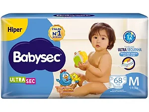 Fralda Infantil BabySec UltraSec M com 68 unidades