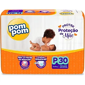 Fralda Pom Pom Protek Proteção de Mãe Jumbo P  30 Unidades