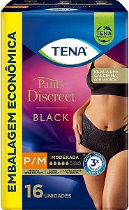 Roupa Íntima Adulto Tena Black- Pants P/M com 16 unidades