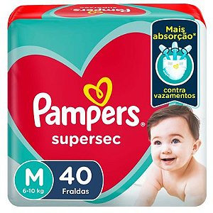Fralda Infantil Pampers SuperSec M com 40 unidades