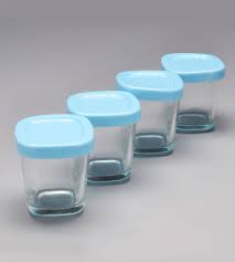 Potes de vidro para leite materno Clingo azul