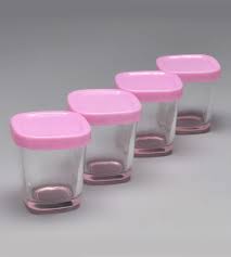 Potes de vidro para leite materno Clingo rosa
