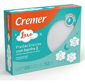 Fralda de Pano Cremer Luxo Bainha branco 5 unidades