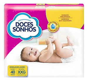 Fralda Infantil Doces Sonhos XXG 40 unidades