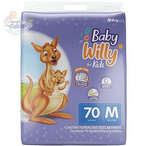 Fralda Infantil Baby Willy For Kids M 70 unidades