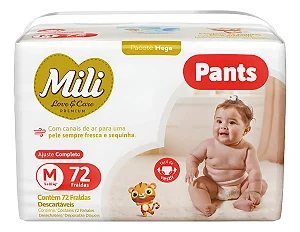 Fralda Infantil Mili Lovecare Pants M 72 unidades