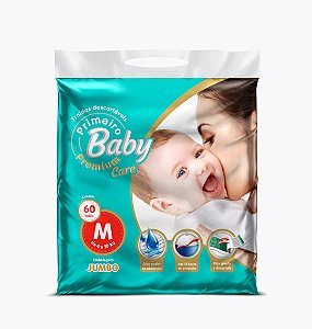 Fralda Infantil Primeiro Baby Premium Jumbo M 60 unidades