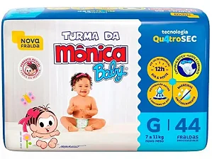 Fralda Infantil Turma da Mônica Baby G com 44 unidades