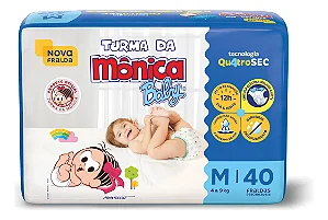 Fralda Infantil Turma da Mônica Baby M 40 unidades