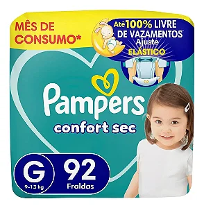 Fralda Infantil Pampers Confort Sec G 92 unidades
