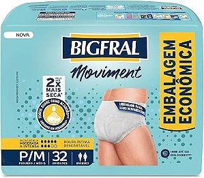 Roupa Íntima Adulto Bigfral Moviment P/M 32 unidades