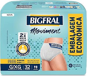 Roupa Íntima Adulto Bigfral Moviment G/XG 32 unidades