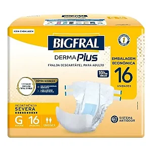 Fralda Adulto Bigfral Dermaplus G 16 unidades