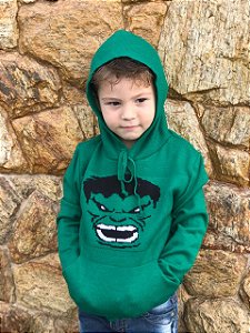Blusa Casaco de Frio Infantil Luxo de Tricô Modelo Hulk