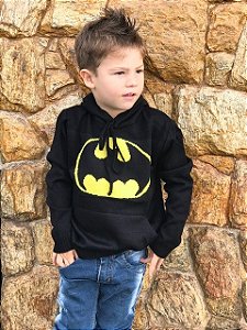 Blusa De Frio Trico Infantil Menino do Batman com Capuz e Bolso