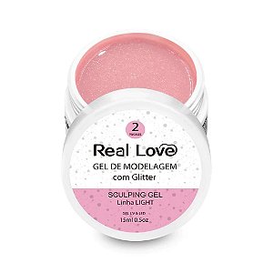 REAL LOVE GEL DE MODELAGEM COM GLITTER LINHA LIGHT 15ML