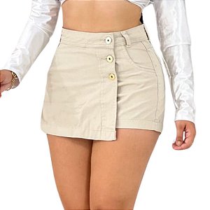 Short Saia Bege Jeans