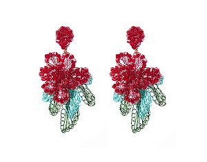 BRINCO ORQUÍDEA PALMEIRA P TECIDO EM CROCHÊ DE METAL – HELIANA LAGES