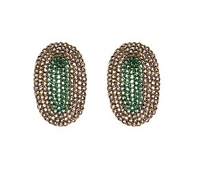 BRINCO OVAL MANDALA TECIDO NO CROCHÊ DE METAL HELIANA LAGES
