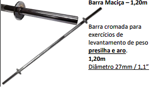 BARRA MACIÇA 1,20 CROMADA