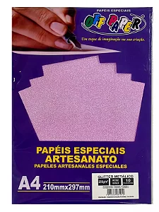 Papel Glitter Metálico A4 250g 10 Folhas Off Paper