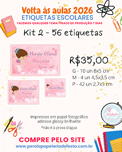 Etiquetas escolares personalizadas Kit 2 - 56 etiquetas