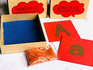 Kit 2 Alfabetos De Lixa + 1 Caixa De Escrita Letra Bastão