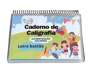 Caderno de caligrafia  letra bastão plastificado