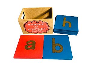 Alfabeto de lixa - Letras bastão Minúscula vogais em vermelho