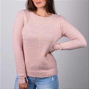Blusa decote redondo com fio de poliamida (pelinho)